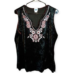 Y2K Velour Floral Boho Top sz 3X